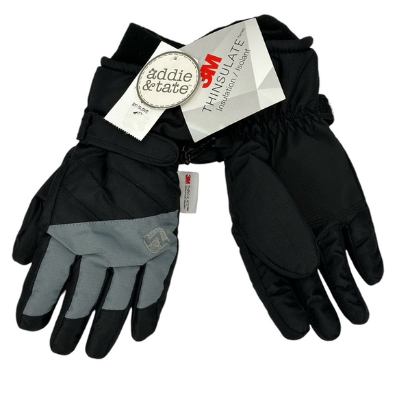 Addie & Tate Ski Gloves with 3M Thinsulate - Black - One Size - Picture 1 of 8